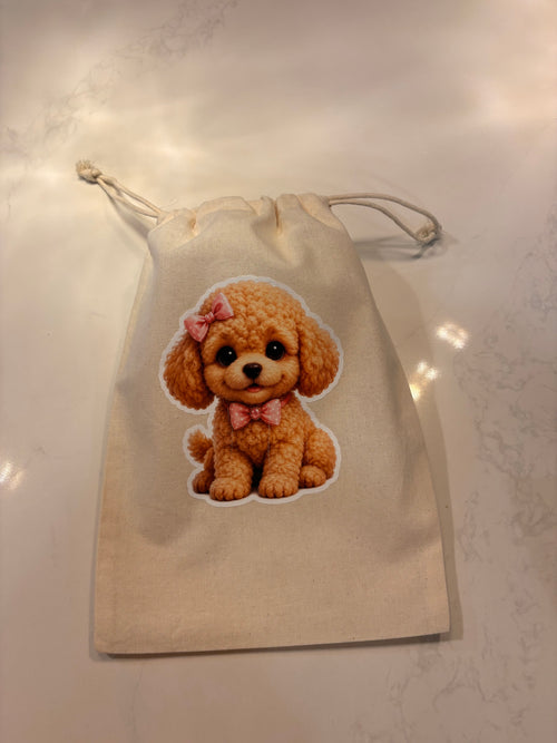 Bolsita de Algodón Personalizada - Perrito con Bufanda 29x20 cm